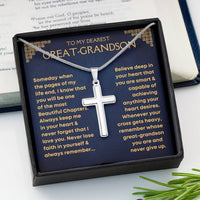 Thumbnail for Great-Grandson, Never Lose Faith - Cross Necklace