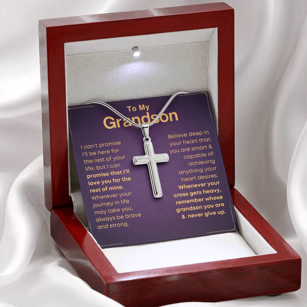 Grandson, Brave And Strong - Cross Necklace (GS52)