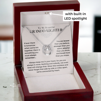 Thumbnail for Lucky horseshoe necklace for granddaughter gift—white gold finish in luxury box with LED light. Gift from grandparents