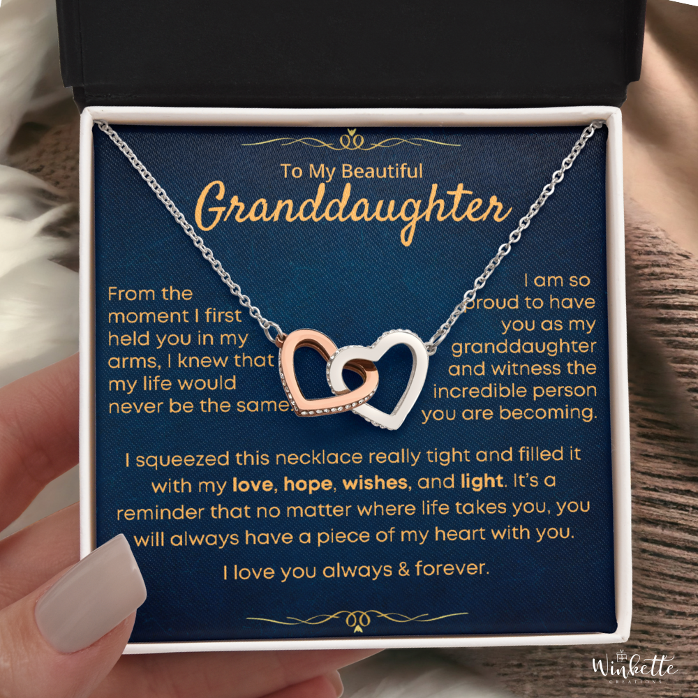 [ALMOST SOLD OUT!] Granddaughter, Piece Of My Heart - Interlocking Hearts Necklace (GD93)