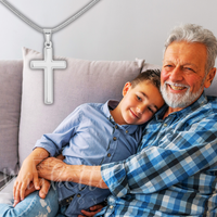 Thumbnail for Personalized cross necklace for grandson and heartfelt message from grandpa.