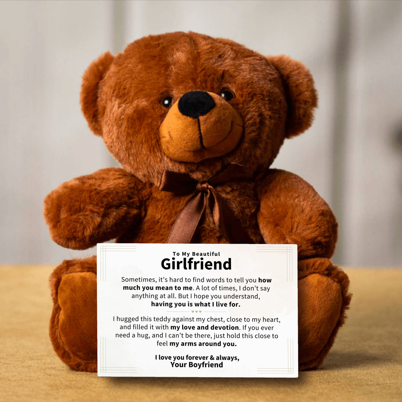 [Almost Sold Out!] To My Girlfriend - Teddy Bear W/ Canvas Message Card (GF1)