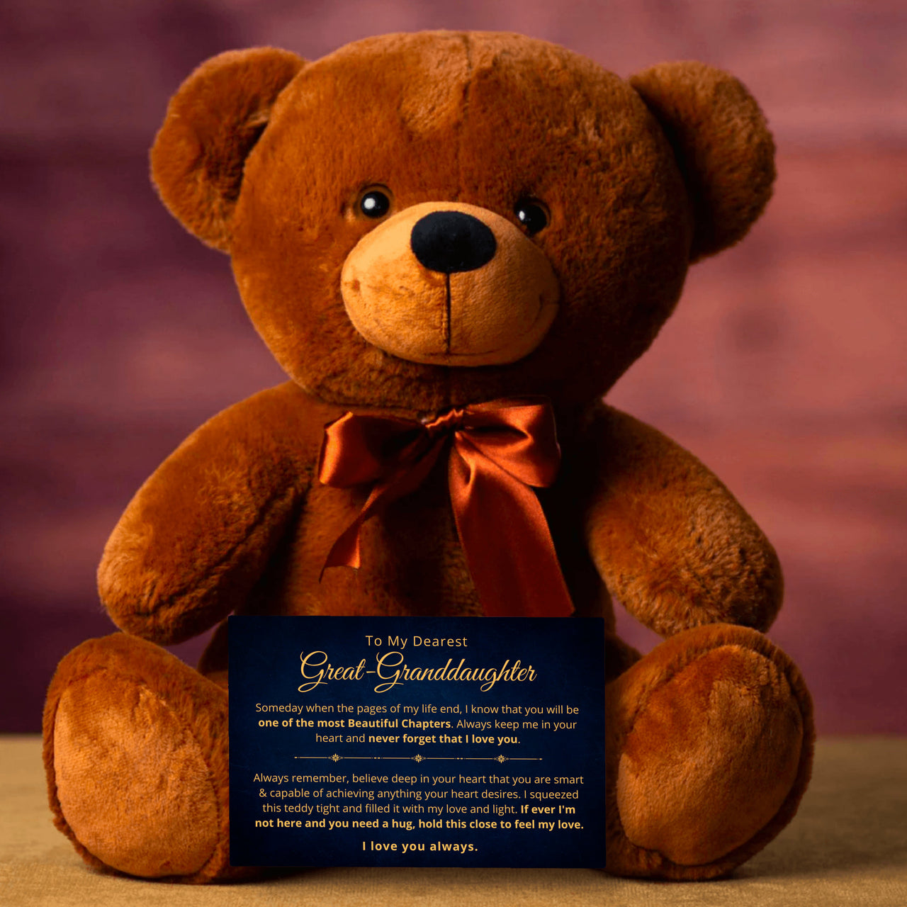 Great-Granddaughter, Never Forget - Teddy Bear with Canvas Message Card (G-GD79)