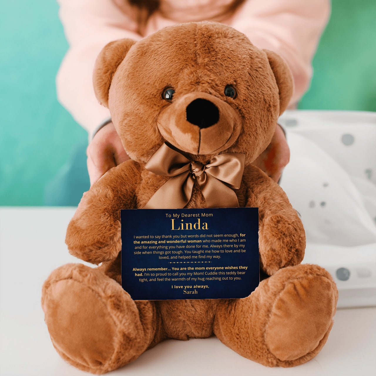 Amazing Mom - Teddy Bear with Personalized Canvas Message Card (MM2-P)