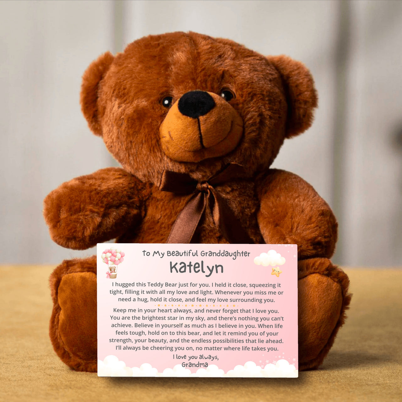 Granddaughter, Brightest Star - Teddy Bear with Personalized Canvas (GD89-P)