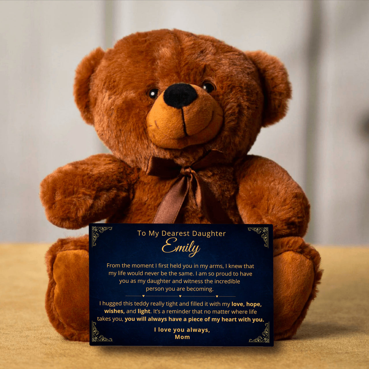 Daughter, Piece Of My Heart - Teddy Bear with Personalized Canvas (D21-P)