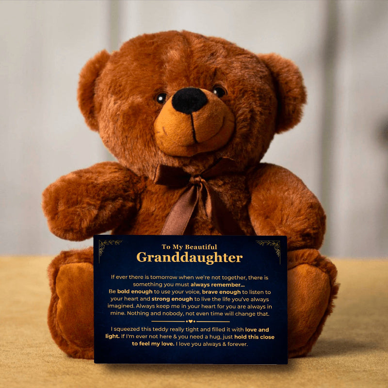 Cute teddy bear for granddaughter from grandma grandpa with meaningful message in canvas.