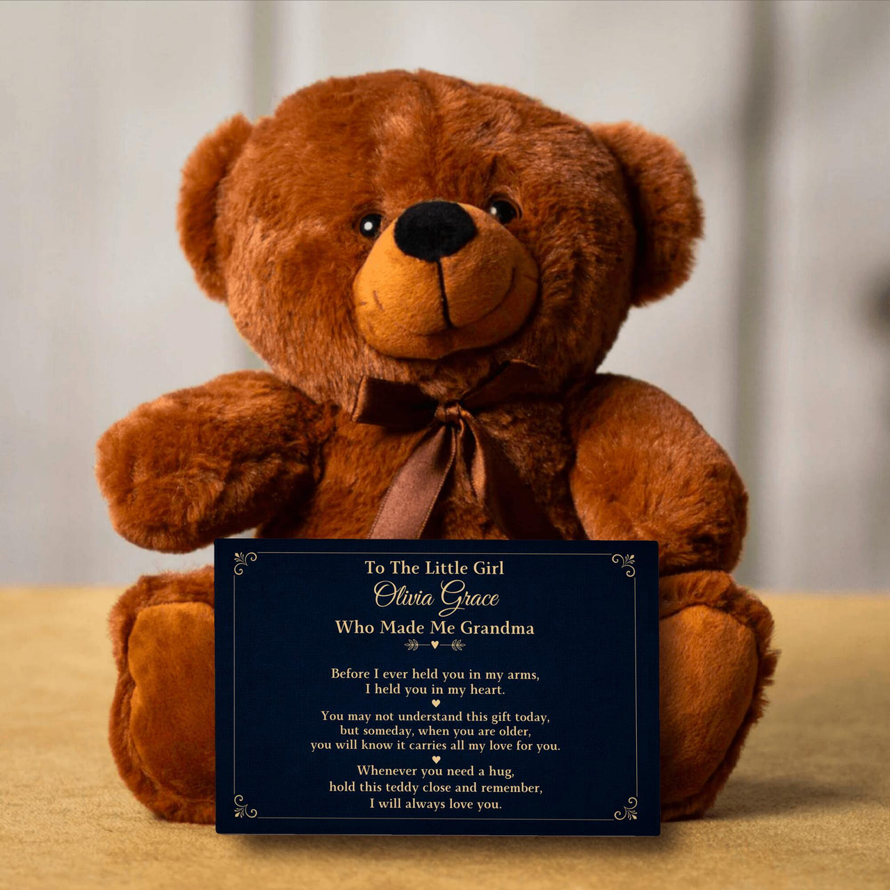 To My Granddaughter Who Made Me Grandma - Teddy Bear with Personalized Canvas (GD126-P)
