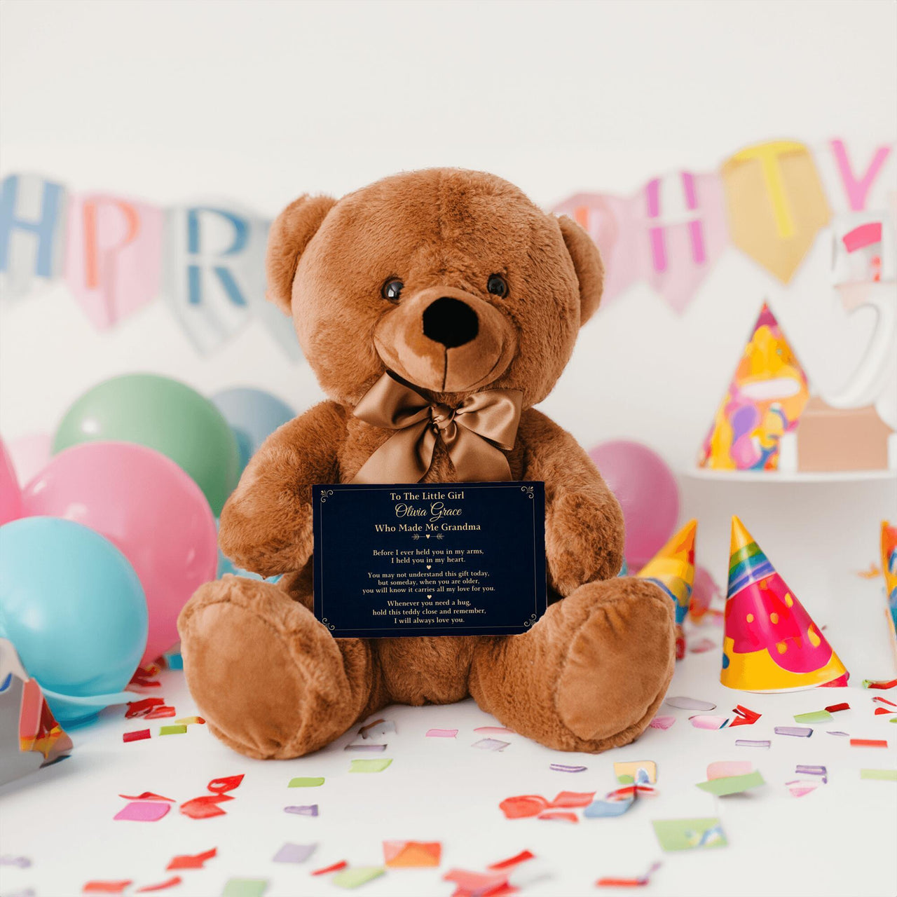 To My Granddaughter Who Made Me Grandma - Teddy Bear with Personalized Canvas (GD126-P)