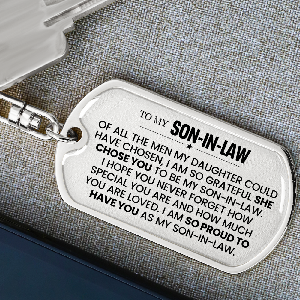 To My Son-In-Law - Luxury Dog Tag Keychain