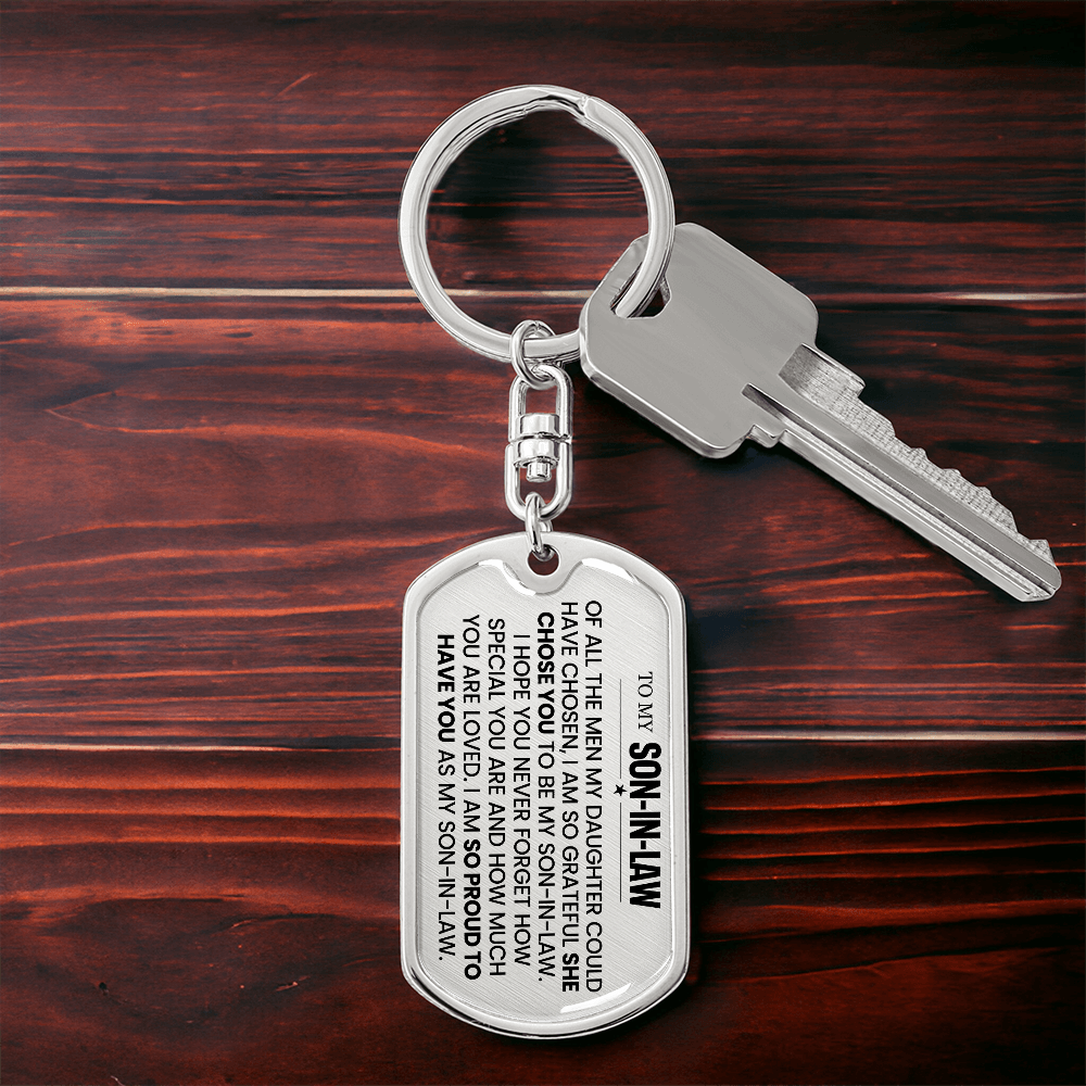 To My Son-In-Law - Luxury Dog Tag Keychain