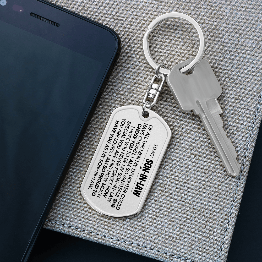 To My Son-In-Law - Luxury Dog Tag Keychain