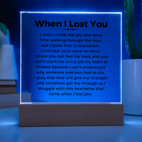 Thumbnail for LED sign with a poem titled 'When I Lost You' on a dark background