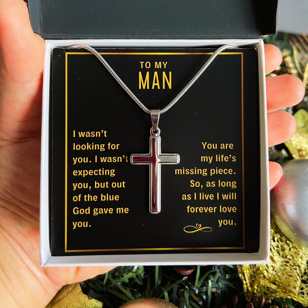 To My Man, God Gave Me You - Cross Necklace