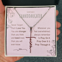 Thumbnail for To My Granddaughter, Whenever You Feel Overwhelmed - Faith Cross Necklace