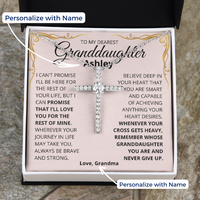 Thumbnail for Granddaughter, Never Give Up - CZ Cross Necklace W/ Personalized Message Card