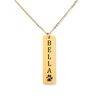 Thumbnail for Pet's Name & Paw Print Vertical Bar Necklace