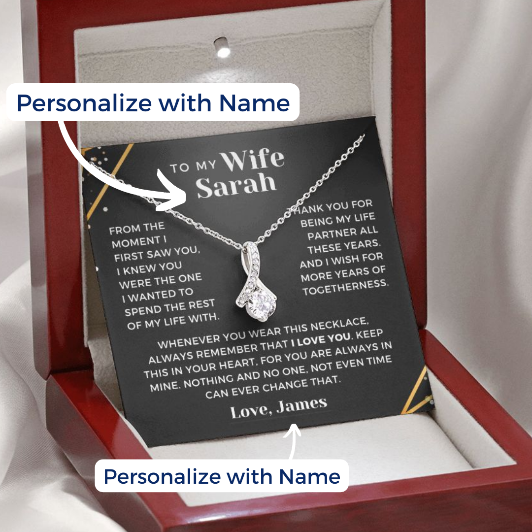 Gift For Wife Alluring Necklace W/ Personalized Message Card