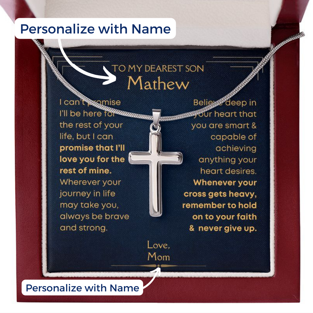 Son, Faith - Cross Necklace w/ Personalized Card