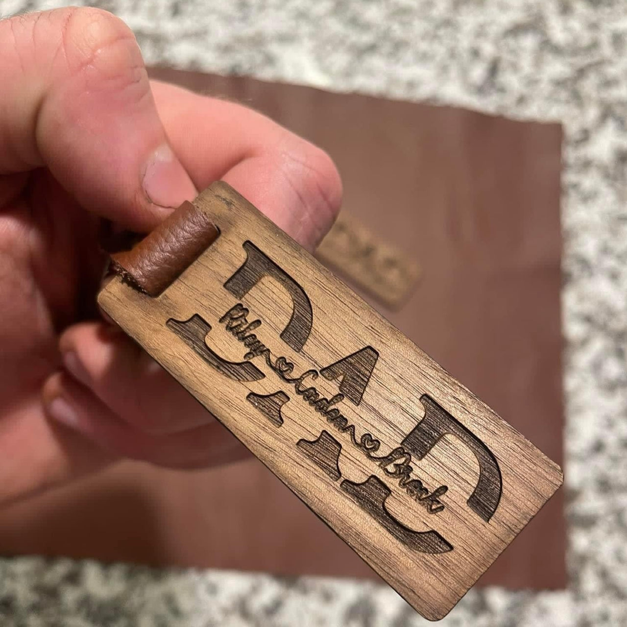 Engraved Wooden Key Chain for Dad
