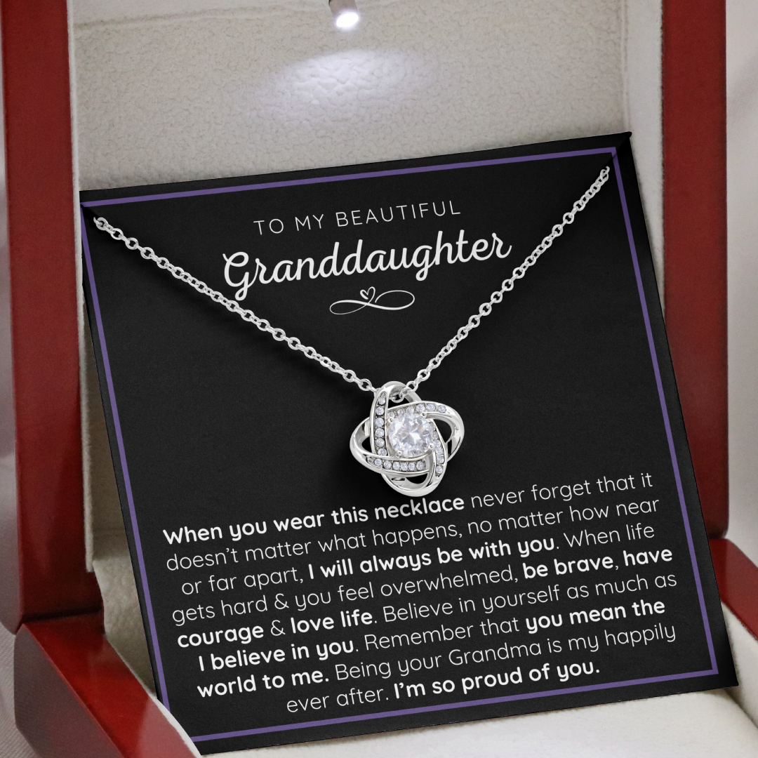 To My Granddaughter, I'm So Proud Of You - Love Knot Necklace
