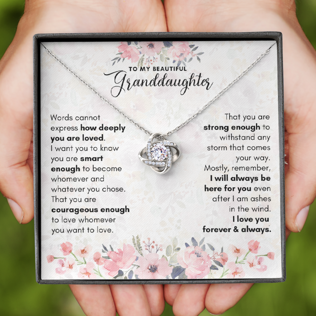 To My Granddaughter, You Are Loved Deeply - Love Knot Necklace