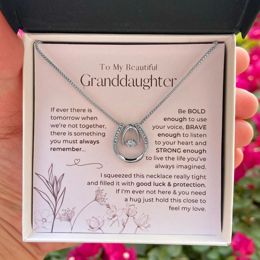 To My Granddaughter, Always Remember This - Lucky Horseshoe Necklace