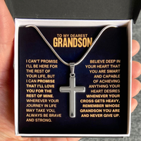 Thumbnail for To My Grandson, Never Give Up - Cross Necklace