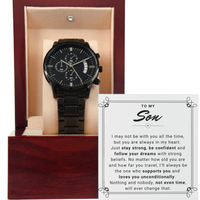 Thumbnail for To My Son, Follow Your Dreams - Black Chronograph Watch with Luxury Box
