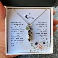 Thumbnail for To My Mom, Two Peas In A Pod Necklace With Birthstones