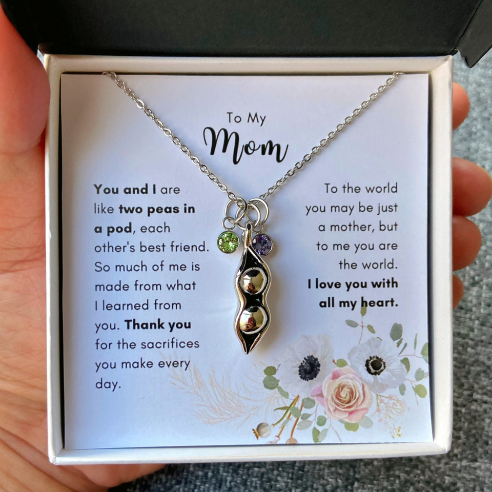 Gift for Mom, Mom Necklace with Message, Cubic Zirconia Necklace for Mom, Mother's Day, Heart Necklace, Love, Thank you for 2024 your sacrifices