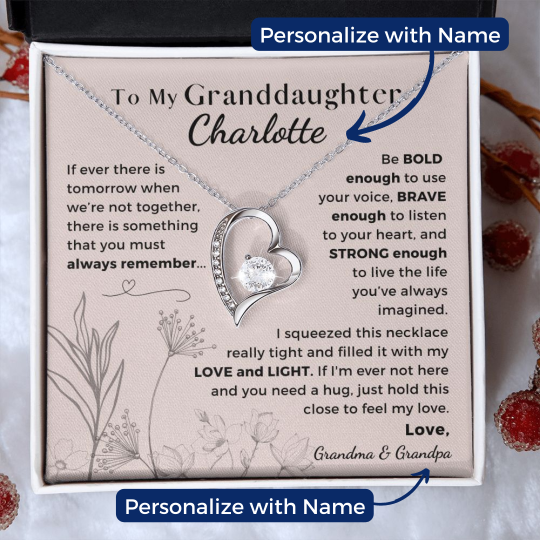 Granddaughter, Be Bold Enough - Heart Necklace w/ Personalized Message Card