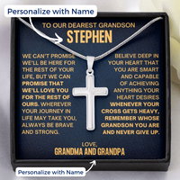 Thumbnail for To My Grandson, Never Give Up - Cross Necklace W/ Personalized Message Card
