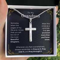 Thumbnail for To My Grandson, Whenever You Feel Overwhelmed - Cross Necklace