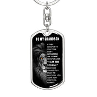 Thumbnail for To My Grandson, You Are The Storm - Dog Tag Keychain
