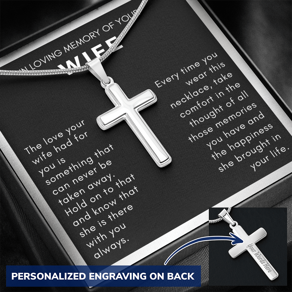 In Loving Memory of Your Wife - Personalized Cross Necklace