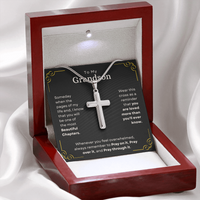 Thumbnail for To My Grandson, Whenever You Feel Overwhelmed - Personalized Cross Necklace