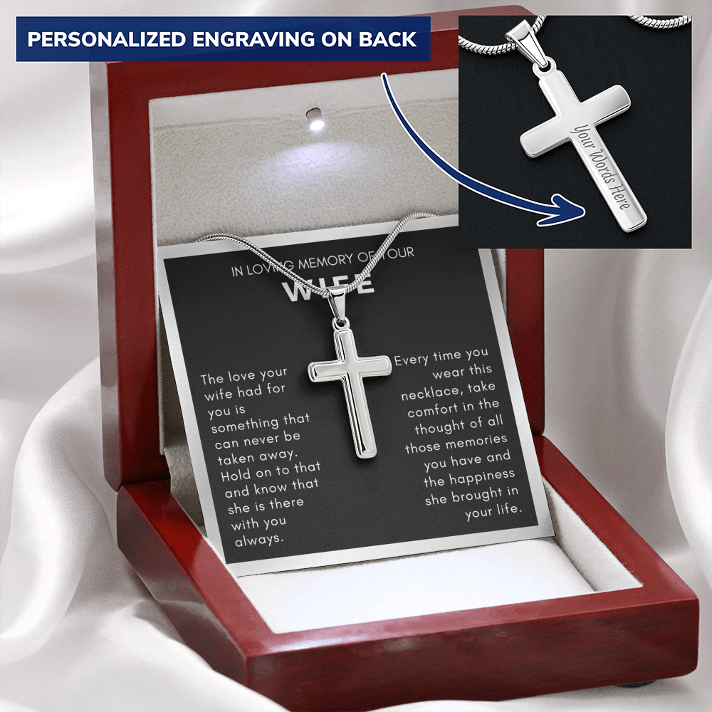 In Loving Memory of Your Wife - Personalized Cross Necklace