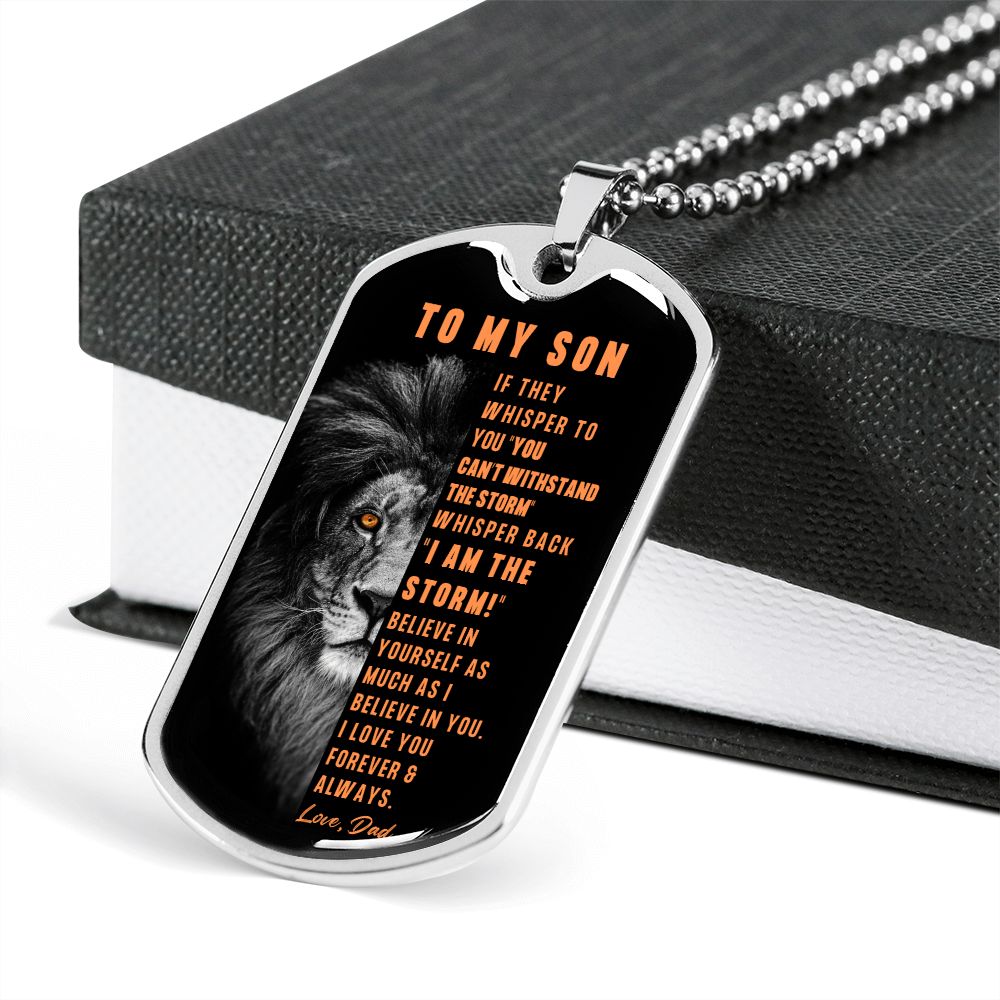 To My Son, I Believe In You, Love Dad - Luxury Dog Tag Necklace