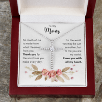 Thumbnail for To My Mom, You Are My World - Cubic Zirconia Cross Necklace