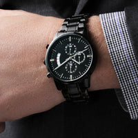 Thumbnail for Customizable Engraved Black Chronograph Wrist Watch