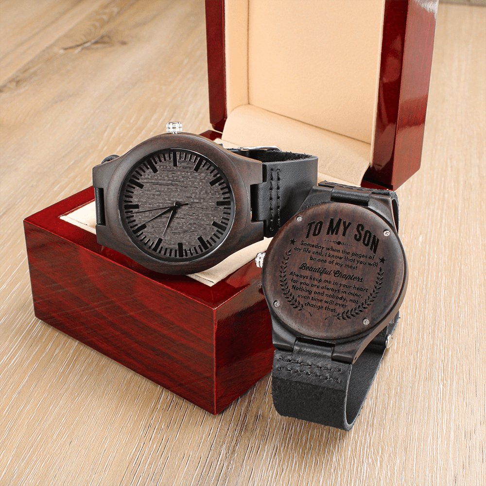 To My Son, Beautiful Chapters - Engraved Wooden Watch