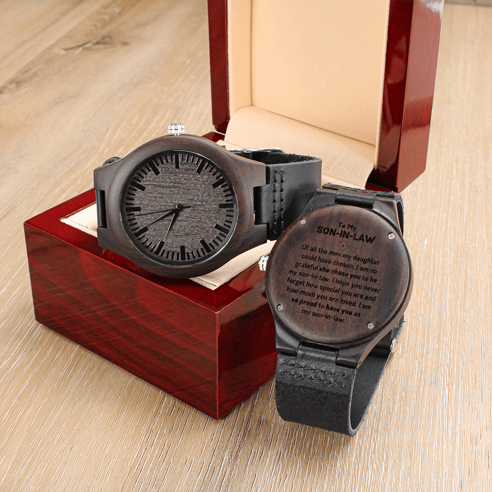 To My Son-In-Law, I Am So Proud To Have You - Engraved Wooden Watch