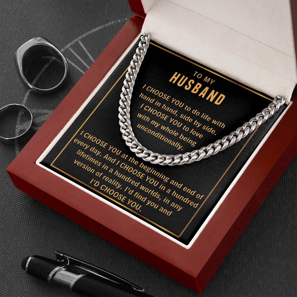 To My Husband, I Choose You - Cuban Link Chain Necklace