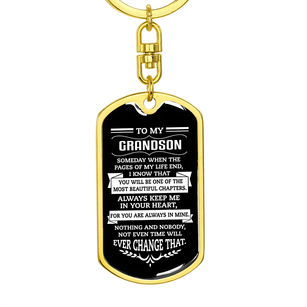 To My Grandson, Most Beautiful Chapter - Dog Tag Keychain