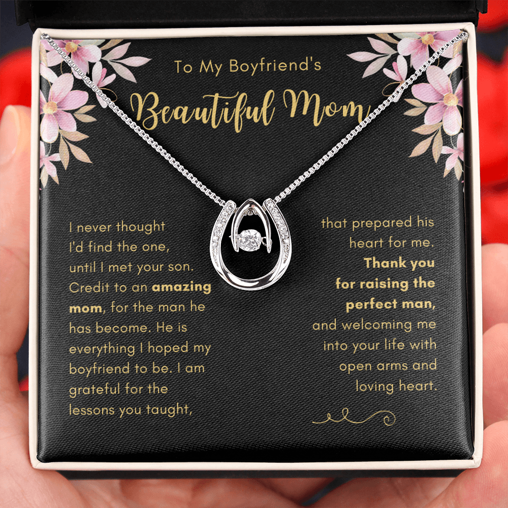 To My Boyfriend's Mom, Thank You For Raising The Perfect Man - Lucky Horseshoe Necklace