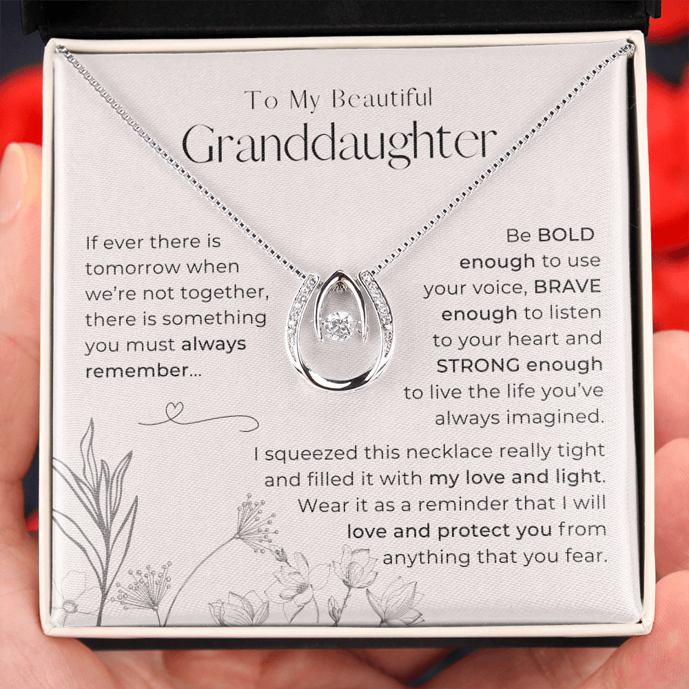 To My Granddaughter, I Will Love And Protect You - Horseshoe Necklace