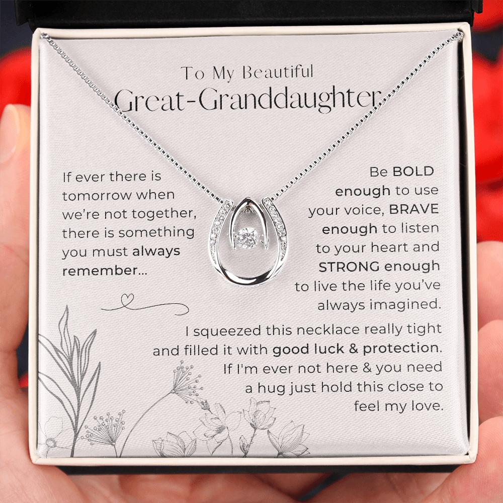 To My Great-Granddaughter,  Always Remember This - Lucky Horseshoe Necklace