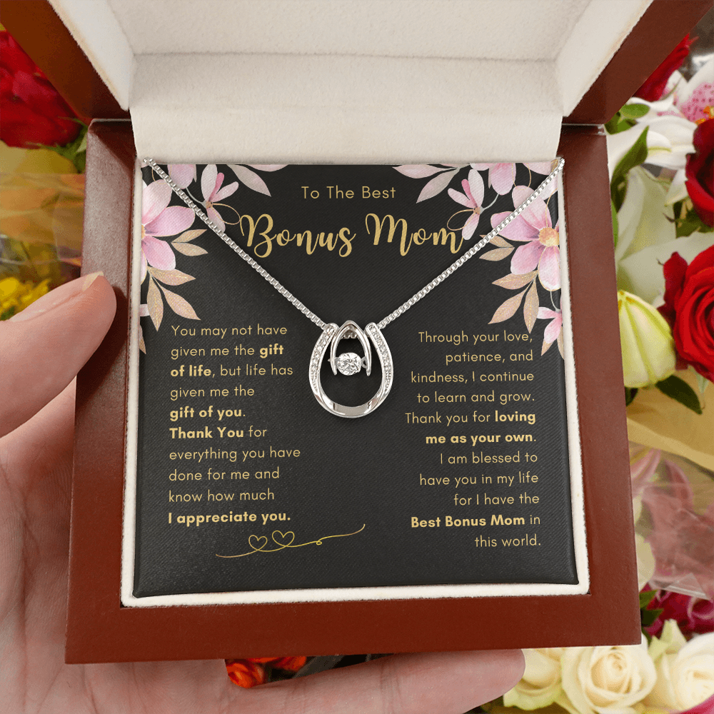 To The Best Bonus Mom, The Gift Of You - Lucky Horseshoe Necklace