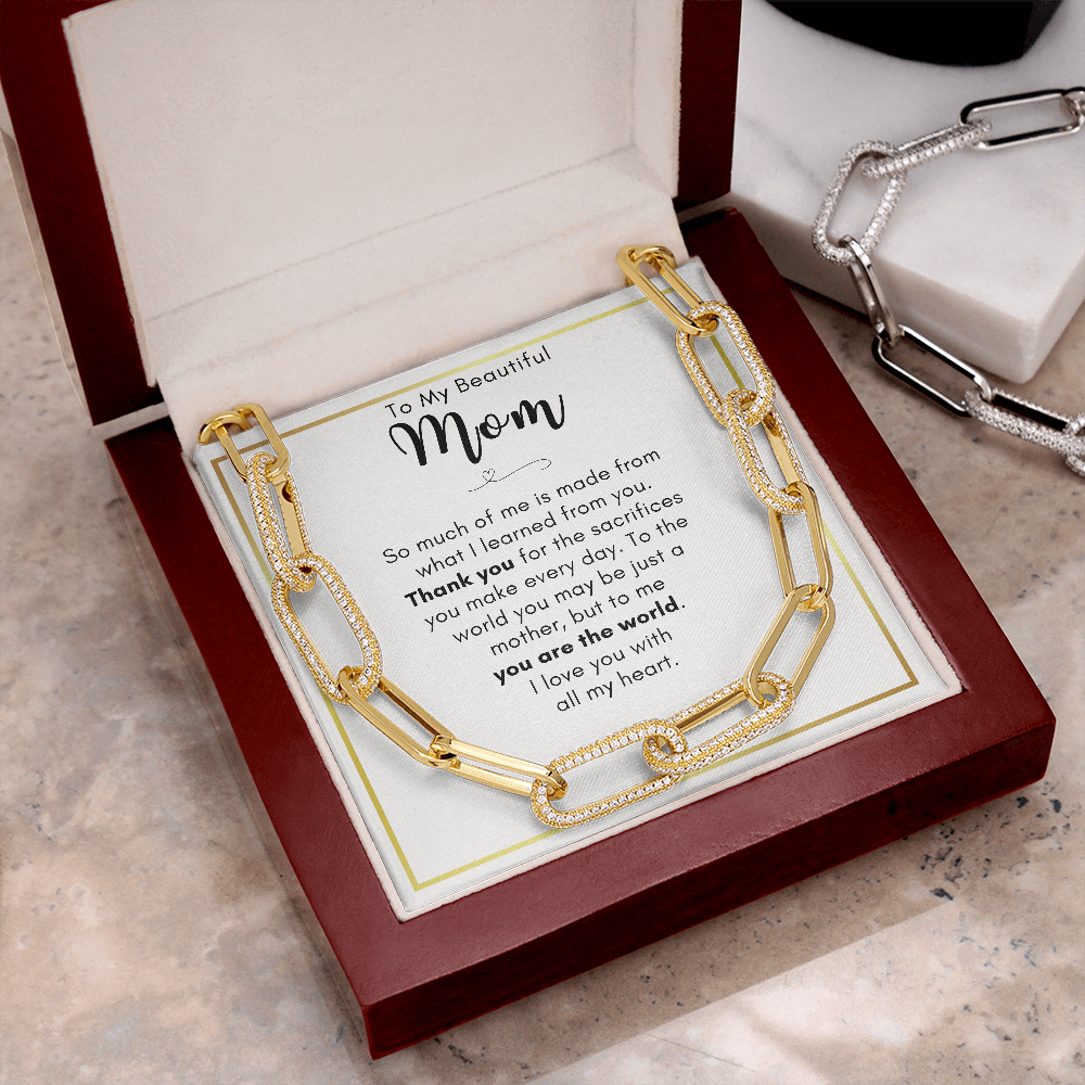 To My Mom, You Are The World - Forever Linked Necklace